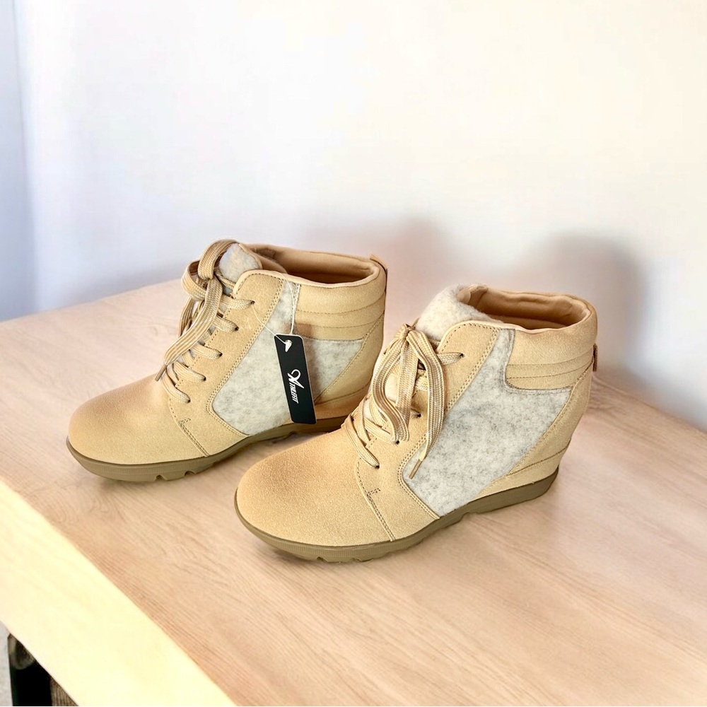 Athlefit Women’s Lace Up Wedge Ankle Boots